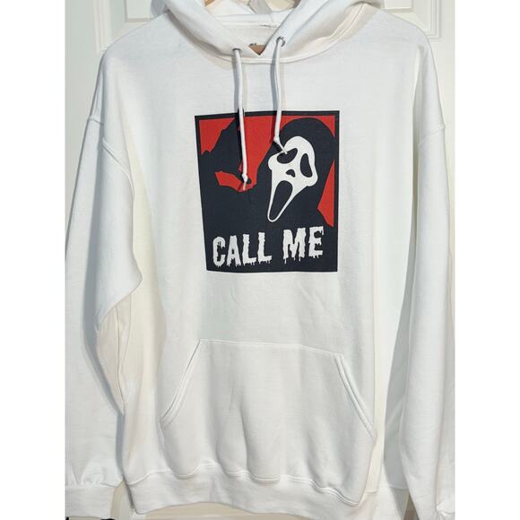 Ghost Face The Icon of Halloween White "Call Me" Hoodie, Unisex Size XL - Picture 1 of 3